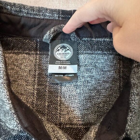 Colorado Clothing Shacket Men’s Medium Gray Black Plaid Flannel Shirt Jacket - Picture 12 of 12